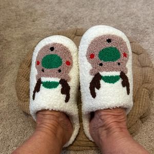Christmas slippers with reindeer super plush and soft
